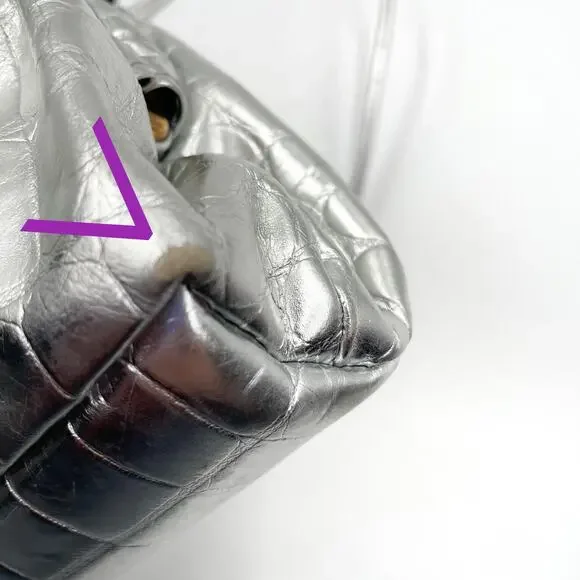 Mansur Gavriel Mini Cloud Clutch Bag Silver Metallic Leather Crossbody Strap - Picture 12 of 15